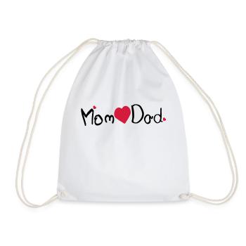 Maman coeur papa txt et coeurs rouges - Sac de sport léger - blanc - Devant