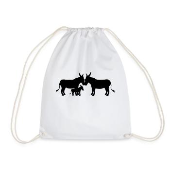 1 baby child little young family mom daddy donkey - Drawstring Bag - white - Front