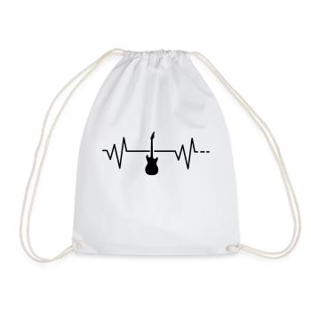 Heartbeat - guitar, electric guitar, pulse, frequency - Drawstring Bag - white - Front