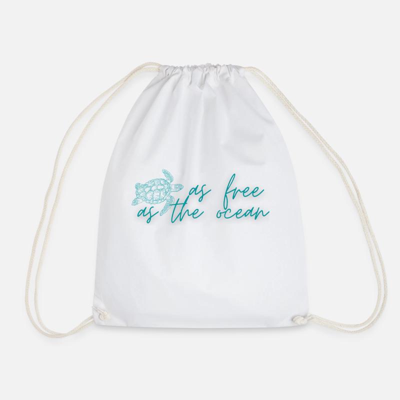 As Free as the ocean - Drawstring Bag - white