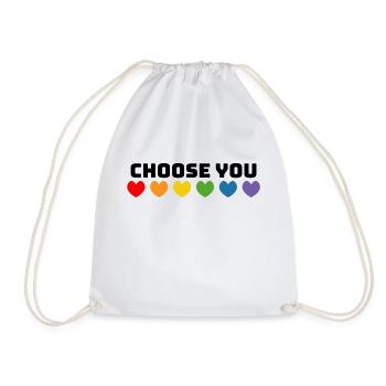 Rainbow hearts choose you black - Drawstring Bag - white - Front