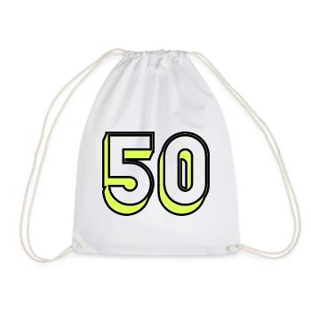 50 YEARS. 50th ANNIVERSARY. BIRTHDAY 50 YEARS. 50 - Drawstring Bag - white - Front