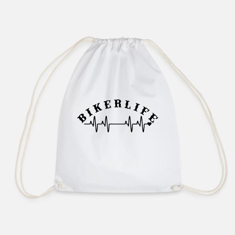 Love bikerlife - Drawstring Bag - white