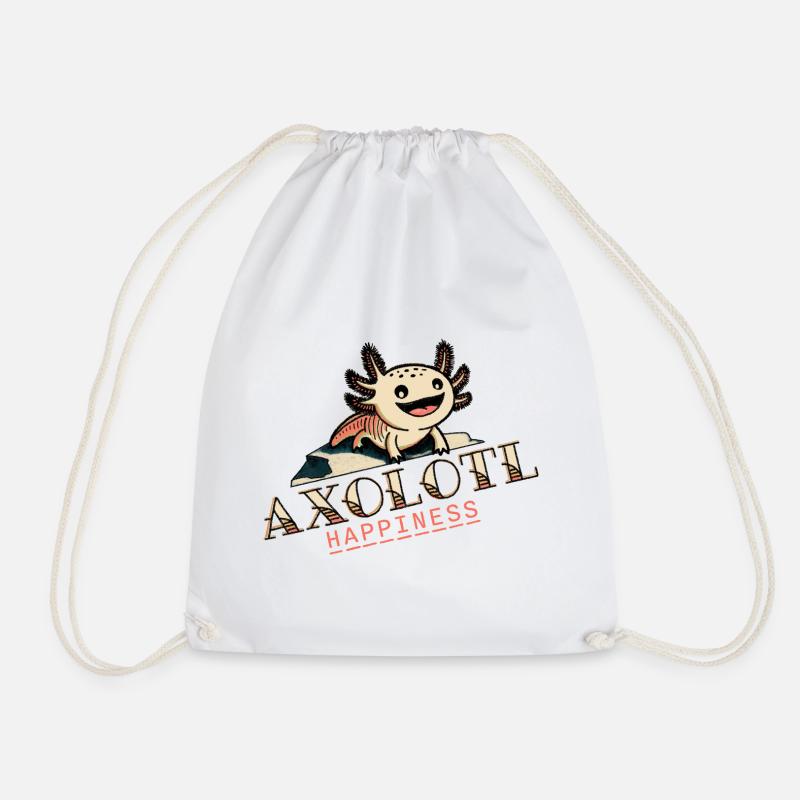 Axolotl Happiness - Drawstring Bag - white