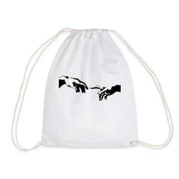 hand - Drawstring Bag - white - Front