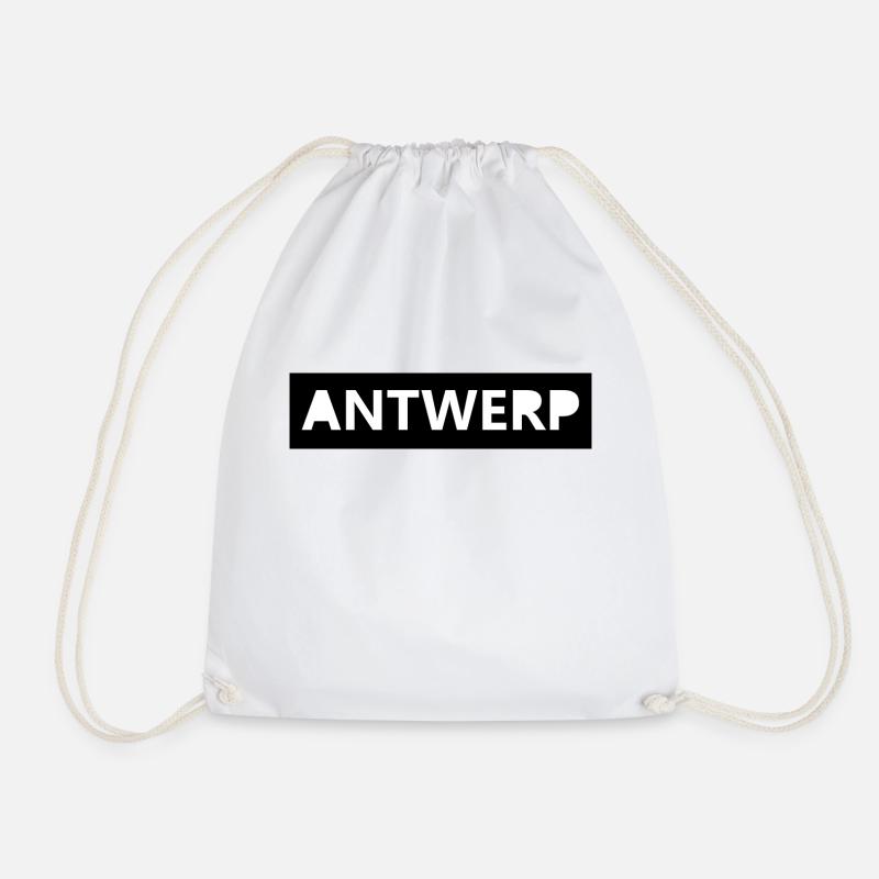 Antwerp Black - Drawstring Bag - white