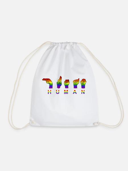 Human - Pride and Respect - Handzeichen - Turnbeutel - Weiß
