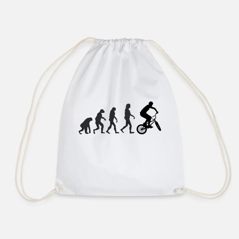 Bicycle - Human Evolution - Drawstring Bag - white