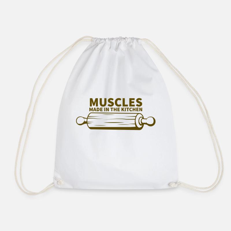 muscles made in the kitchen - Drawstring Bag - white