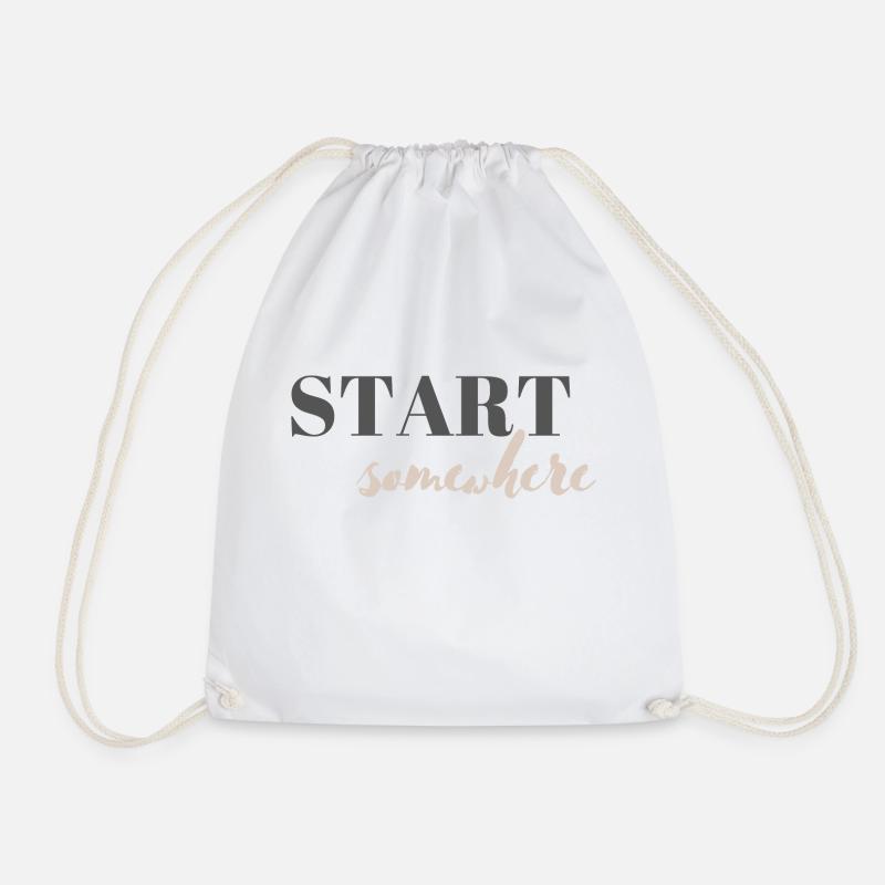 Start somewhere - Drawstring Bag - white