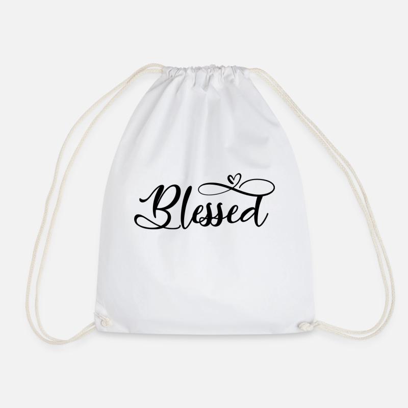 Bless'd (Black) - Drawstring Bag - white
