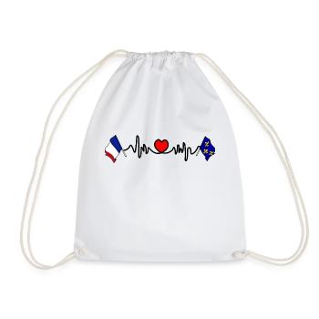 Cardio heart with Flag France, Île de France - Drawstring Bag - white - Front
