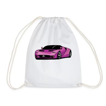 Purple sport car - Drawstring Bag - white - Front