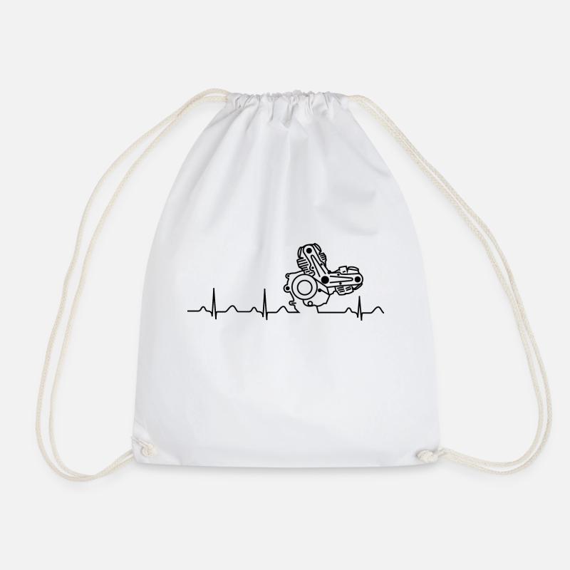  Heartbeat black - Drawstring Bag - white