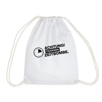 achtung_tickende_zeitbombe - Drawstring Bag - white - Front