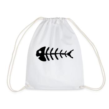 fish_bones_wo1 - Drawstring Bag - white - Front