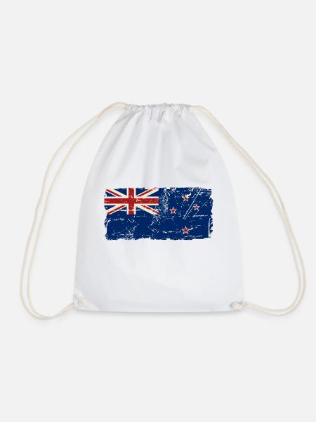 New Zealand Flag - Vintage Look - Turnbeutel - Weiß