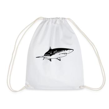Shark - Vintage Vector Design - Drawstring Bag - white - Front