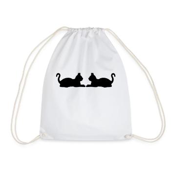 2 liegende Katzen Silhouette - Turnbeutel - Weiß - Vorne