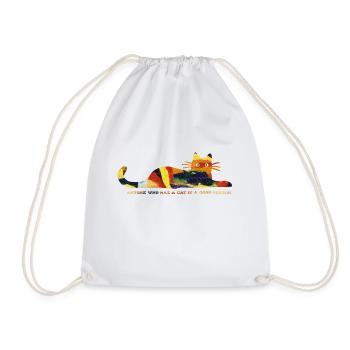 Anyone who has a cat is a good person - Drawstring Bag - white - Front