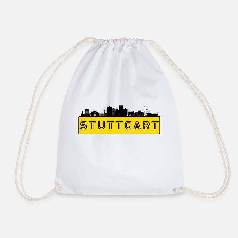City of Stuttgart - Germany - Drawstring Bag - white