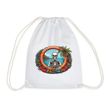 Tropical Skeleton - Drawstring Bag - white - Front