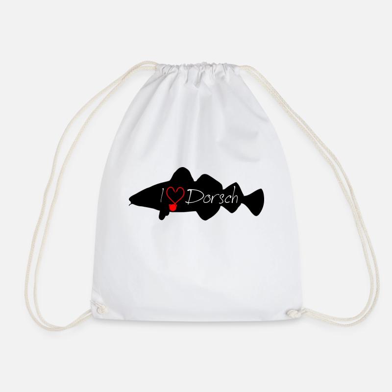 i Love Cod Black - Drawstring Bag - white
