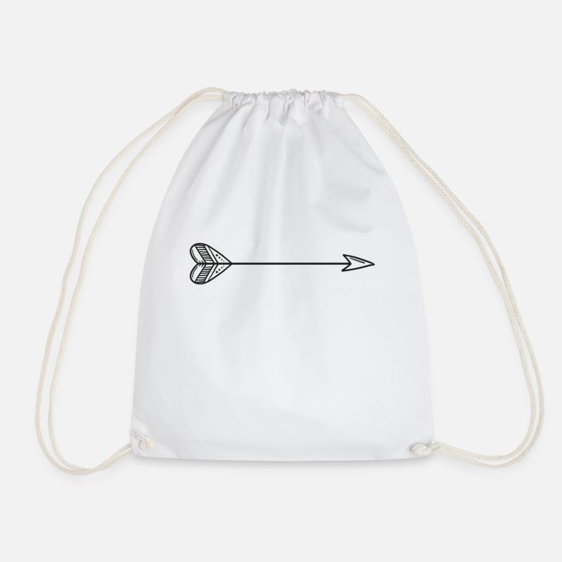 Arrow with heart - Drawstring Bag - white