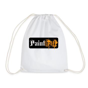 Paintball Logo, antique fonts with paint splatter - Drawstring Bag - white - Front