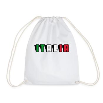 Italia Schrift mit Flagge - Turnbeutel - Weiß - Vorne