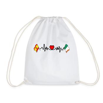 Cardio Heart with Flag Spain, Ireland - Drawstring Bag - white - Front