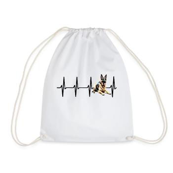 Heartbeat German Shepherd - Drawstring Bag - white - Front