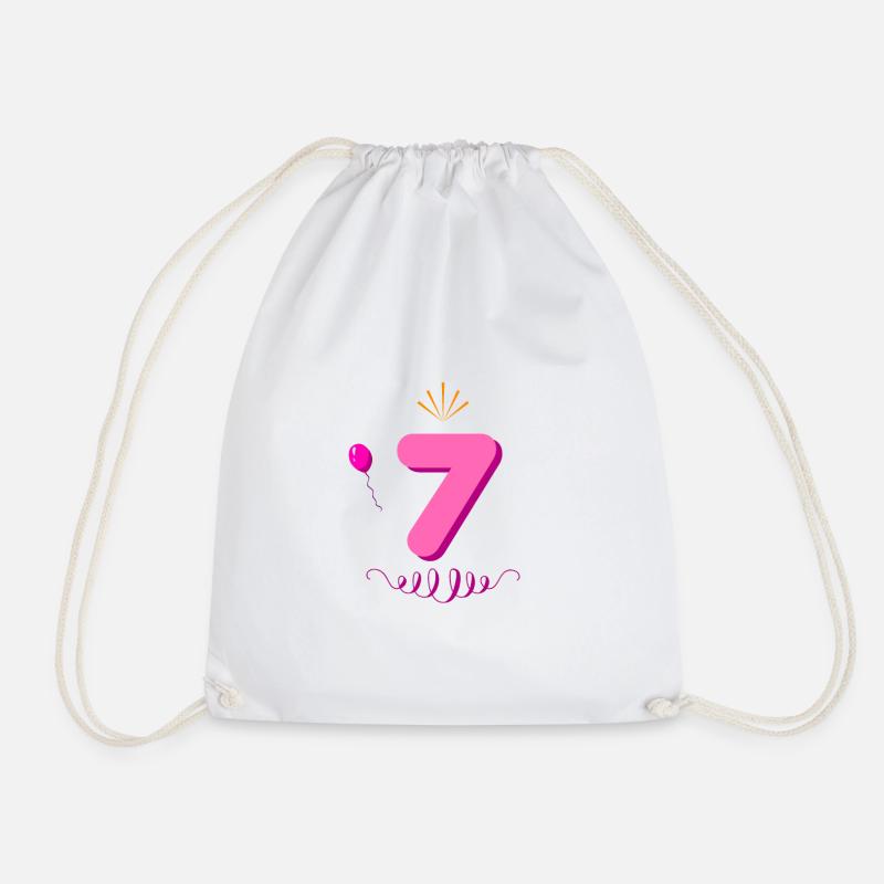 7. Geburtstag Mädchen - Turnbeutel - Weiß