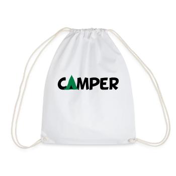 Camper Tent Logo - Drawstring Bag - white - Front