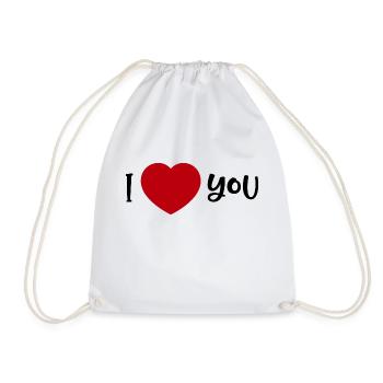 T-shirt I Heart You I LOVE YOU gift love heart - Drawstring Bag - white - Front