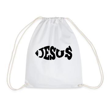 Jesus Fisch Geschenk - Turnbeutel - Weiß - Vorne
