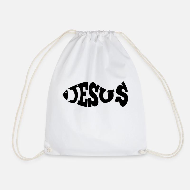 Jesus Fisch Geschenk - Turnbeutel - Weiß