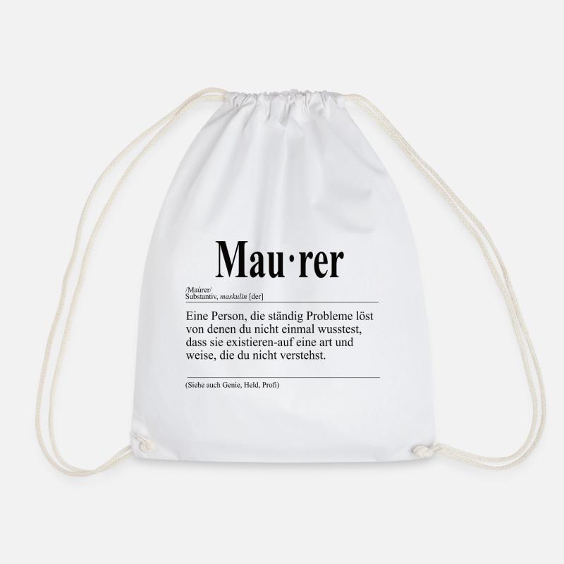 Maurer Lustige Berufs Definition - Turnbeutel - Weiß
