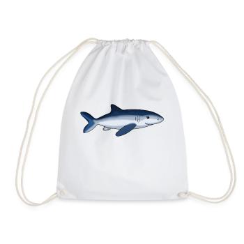 extra cool shark - Drawstring Bag - white - Front