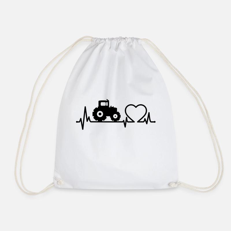 Tractor heartbeat - Drawstring Bag - white