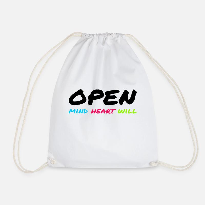 Open Mind, Heart & Will – Achtsamkeits-Statement - Turnbeutel - Weiß