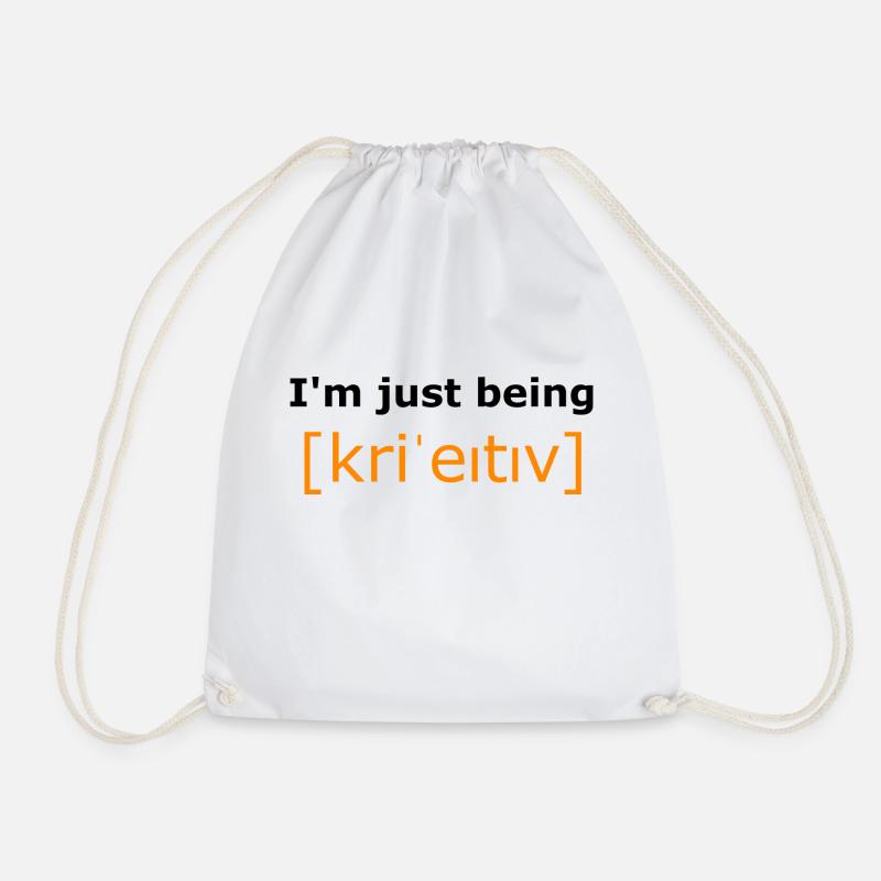Im just creative - in orange - Turnbeutel - Weiß