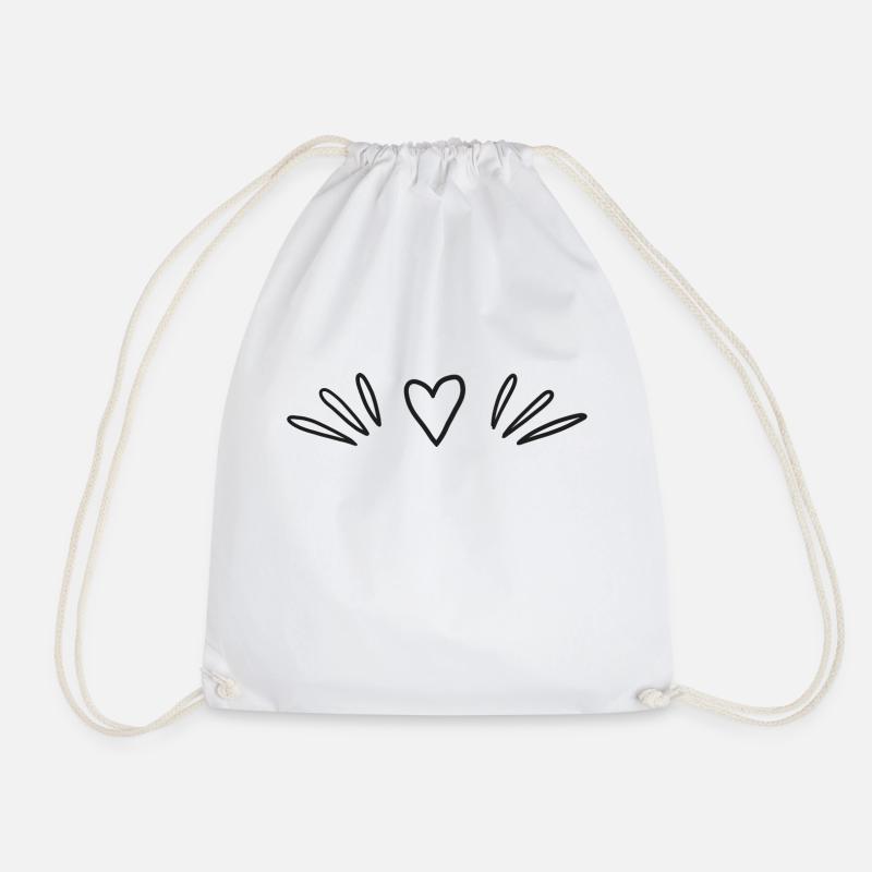 Drawn Heart - Drawstring Bag - white