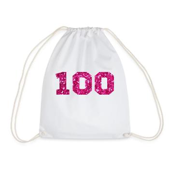 Numéro 100 paillettes rose - 100e anniversaire - Sac de sport léger - blanc - Devant
