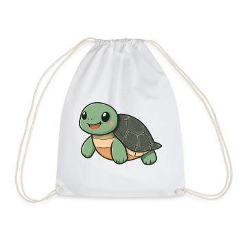 Tortue heureuse mignonne - dessin animé adorable et joyeux - Sac de sport léger - blanc - Devant