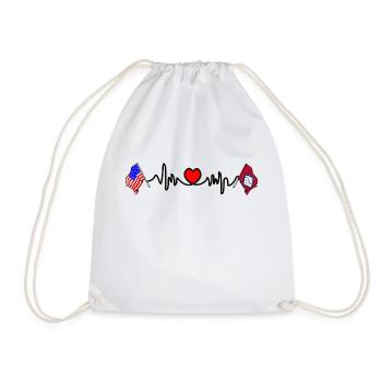 Cardio heart with USA flag and Arkansas Cardio flag - Drawstring Bag - white - Front