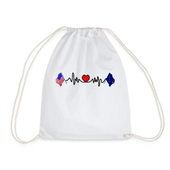 Cardio heart with USA flag and Alaska flag - Drawstring Bag - white - Front