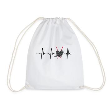Heartbeat knitting lustig geschenk - Turnbeutel - Weiß - Vorne