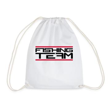 Bars red fishing team sport logo caught fish - Drawstring Bag - white - Front