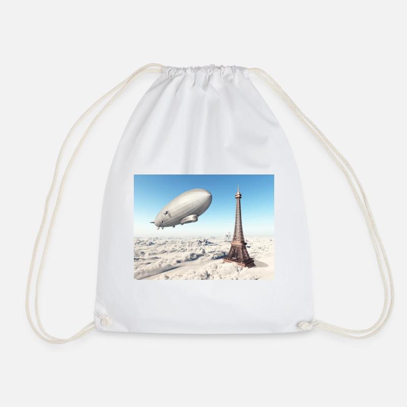 Zeppelin über dem Eiffelturm - Turnbeutel - Weiß